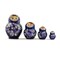 Set of 4 Miniature Wooden Nesting Dolls Matryoshka in Blue Dress 3 Inches